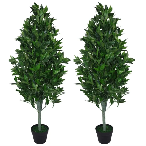 Artificial Topiary Bay Tree Pyramid Cone Extra PAIR 120cm Trunk - Image 7