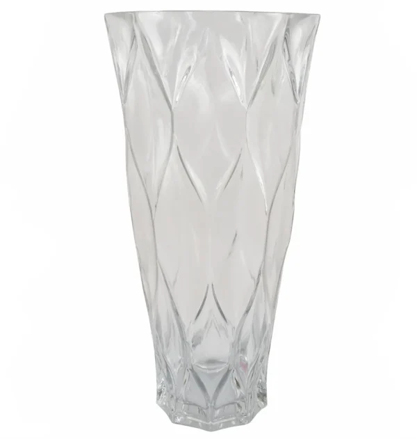 Glass Vase Clear Chunky Ridged Glass Vase 35cm