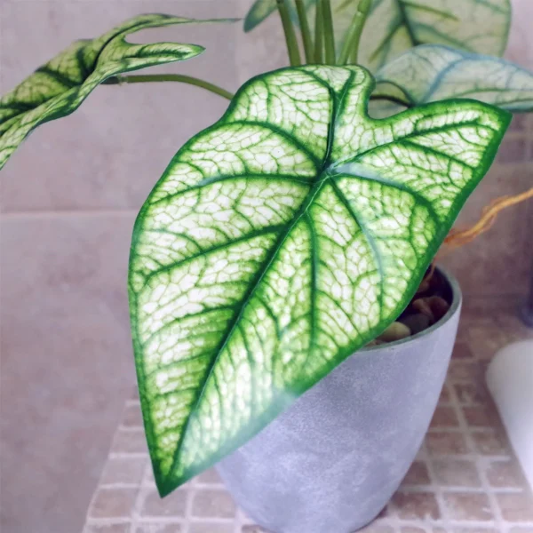 Artificial Taro Plant in Decorative Planter 40cm - Image 3