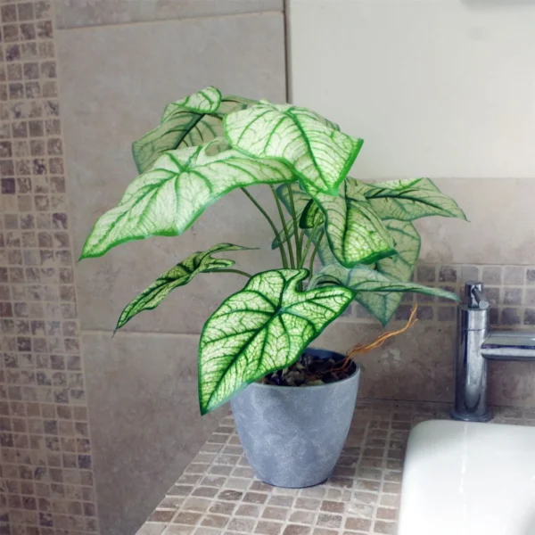 Artificial Taro Plant in Decorative Planter 40cm - Image 4