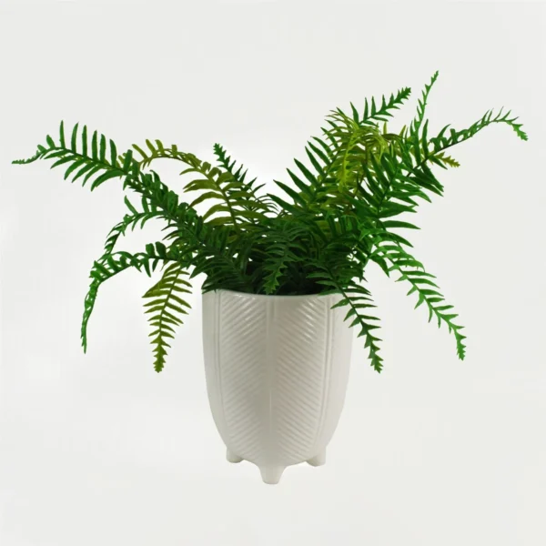 Ceramic Plant Pot Planter Embossed White Feet 15 x 15 x 18.5cm - Image 2