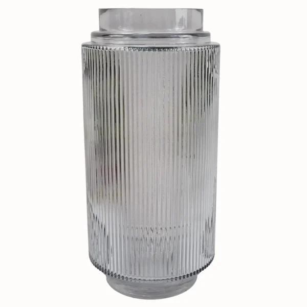 Glass Vase Clear Ridged Glass Vase 31cm