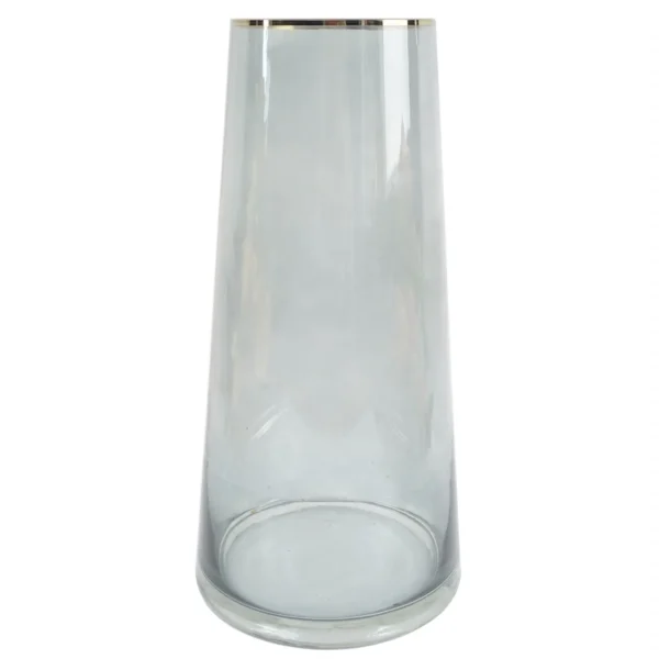 Glass Vase Gold Rim Smoke Grey Glass Vase 28cm