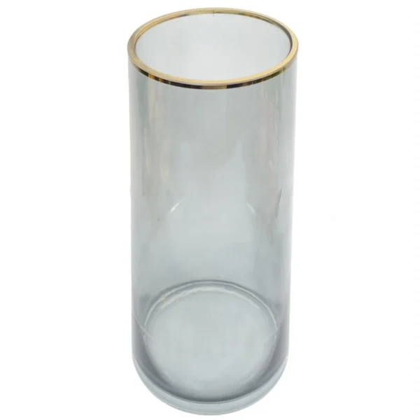 Glass Vase Gold Rim Smoke Grey Glass Vase 28cm - Image 3