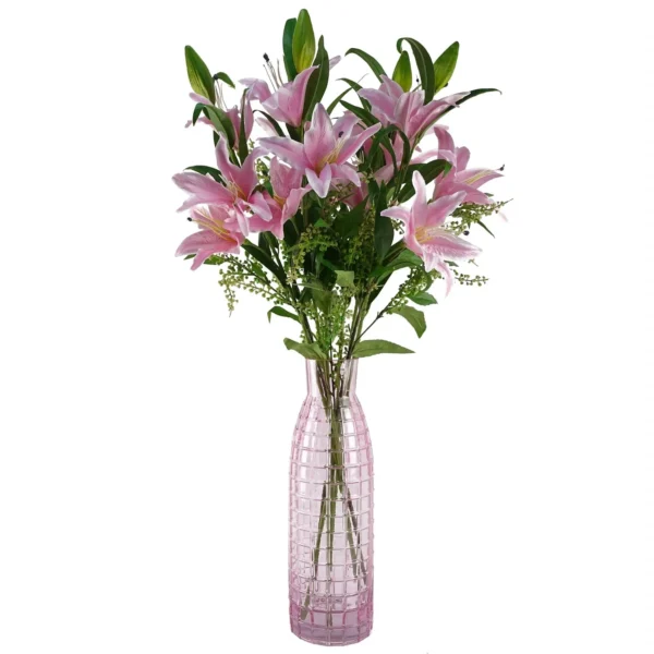 Glass Vase Tall Pink Square Glass Vase 49cm - Image 2