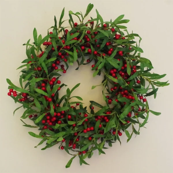 Christmas Mistletoe Red Berry Floristry Wreath 60cm 24" - Image 5