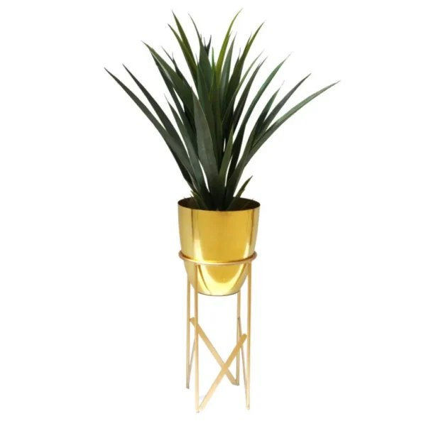 Metal Plant Planter Silver 55cm Tall Design - Image 4