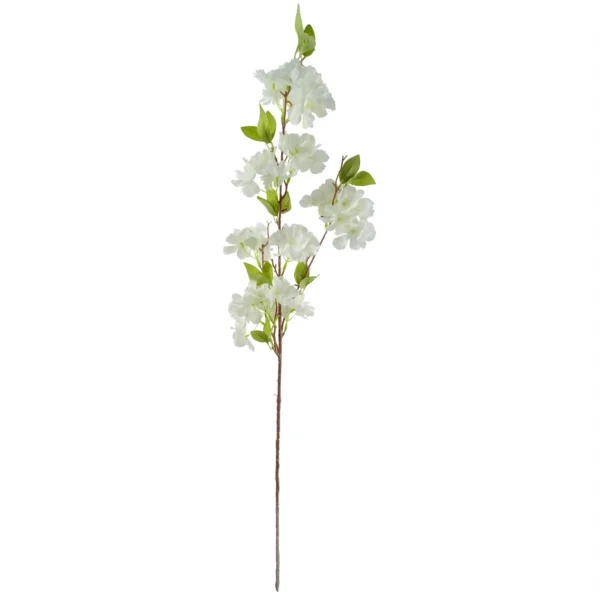 Leaf 100cm White Artificial Blossom and Berries Glass Vase - Image 2