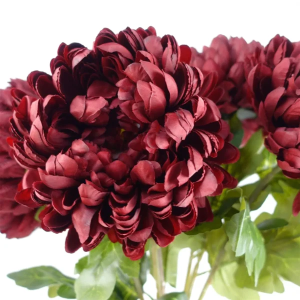 Pack of 6 x Artificial Flowers Extra Large Reflex Chrysanthemum - Red 75cm - Image 4