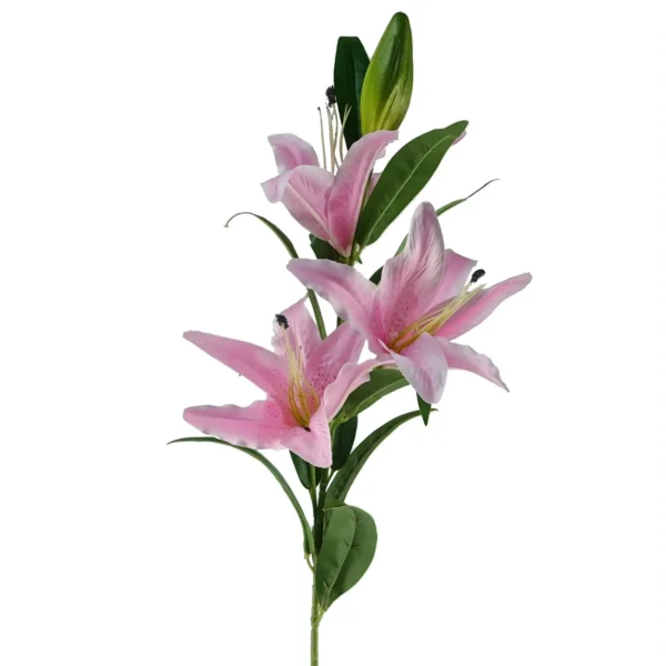 Pack of 6 x Artificial Flowers Large Pink Lily Stem - 3 Flowers 100cm - Image 6