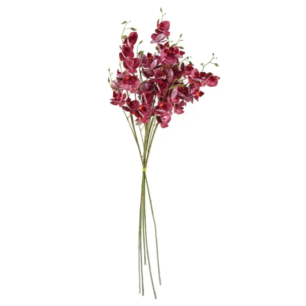 Pack of 6 x Artificial Flowers Dark Pink Mini Orchid Stem 80cm - Image 3