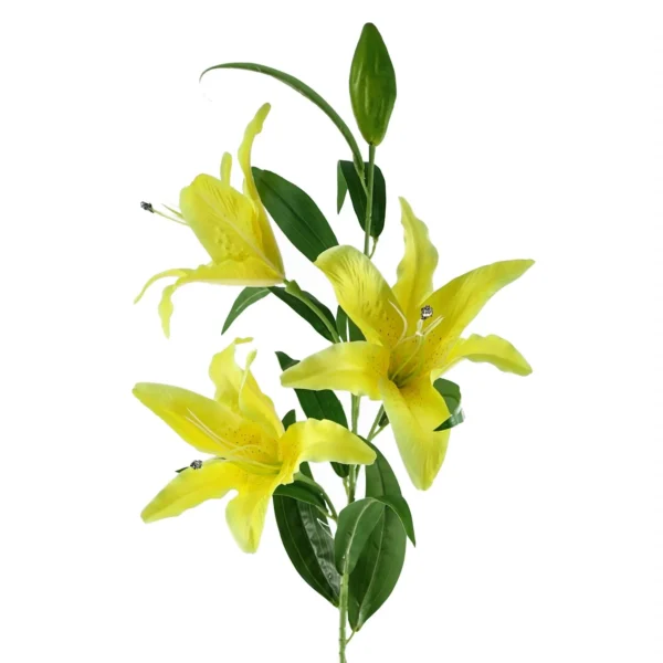 Pack of 6 x Artificial Flowers Large Yellow Lily Stem - 3 Flowers 100cm - Image 5