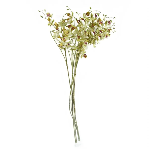 Pack of 6 x Artificial Flowers Cream Mini Orchid Stem 80cm - Image 4