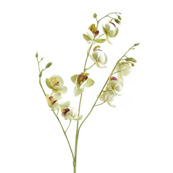 Pack of 6 x Artificial Flowers Cream Mini Orchid Stem 80cm - Image 6