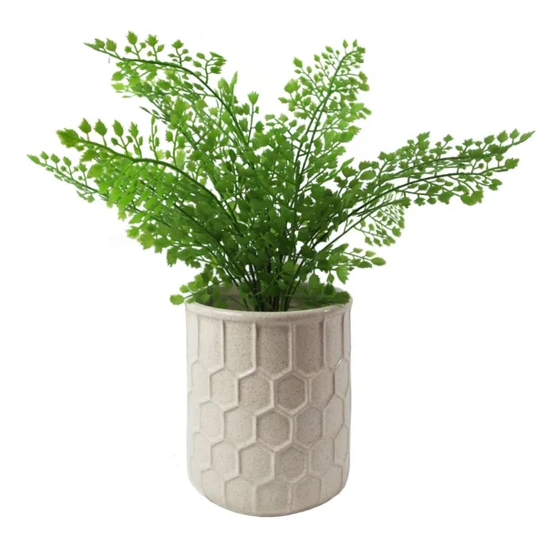 White Honeycomb Ceramic Planter - Image 2