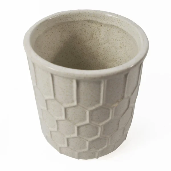 White Honeycomb Ceramic Planter - Image 4