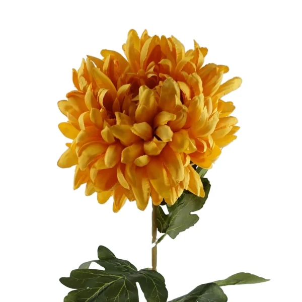 Pack of 6 x Artificial Flowers Extra Large Reflex Chrysanthemum - Gold 75cm - Image 4