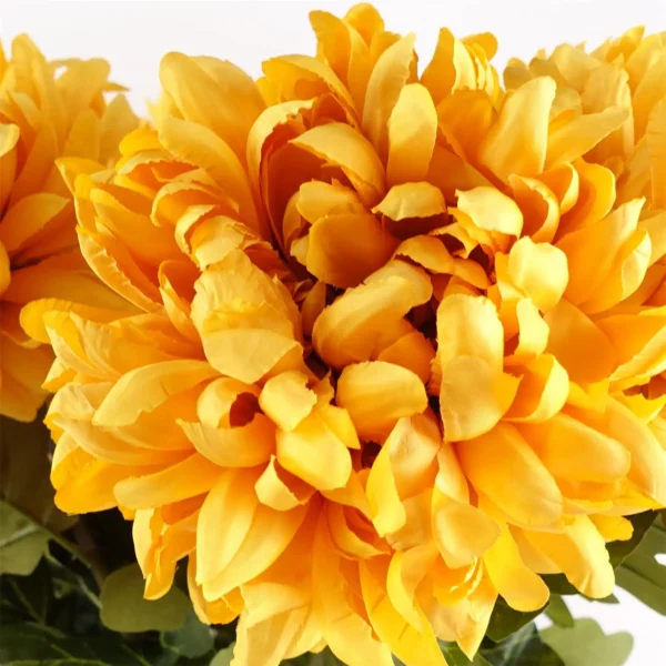 Pack of 6 x Artificial Flowers Extra Large Reflex Chrysanthemum - Gold 75cm - Image 5