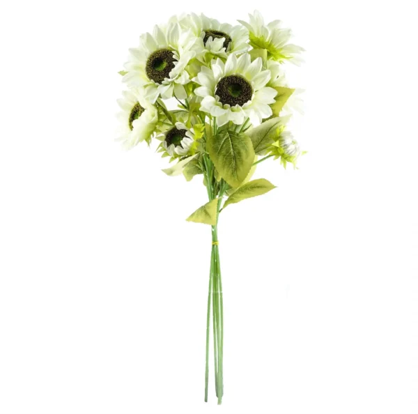 Pack of 6 x Artificial Flowers White Sunflower - 3 heads 88cm - Image 3