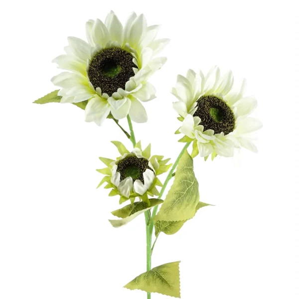 Pack of 6 x Artificial Flowers White Sunflower - 3 heads 88cm - Image 5