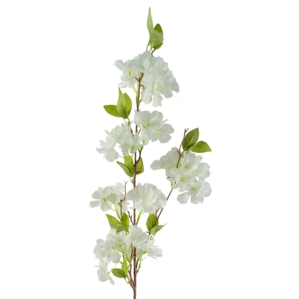 Pack of 6 x Artificial Flowers White Blossom Stem 100cm - Image 5