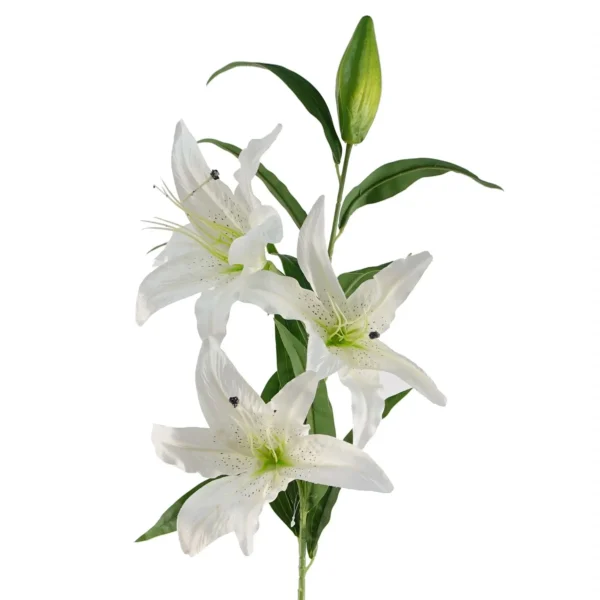 Pack of 6 x Artificial Flowers Large White Lily Stem - 3 Flowers 100cm - Image 3