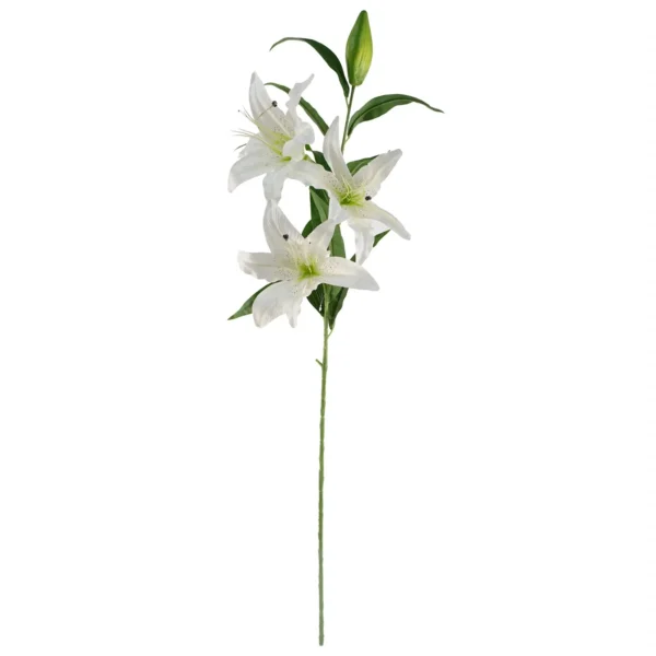 Pack of 6 x Artificial Flowers Large White Lily Stem - 3 Flowers 100cm - Image 4