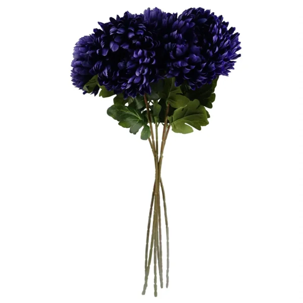 Pack of 6 x Artificial Flowers Extra Large Reflex Chrysanthemum - Purple 75cm - Image 3