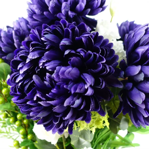 Pack of 6 x Artificial Flowers Extra Large Reflex Chrysanthemum - Purple 75cm - Image 4