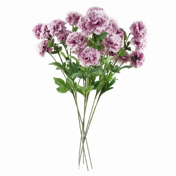 Pack of 6 x Artificial Flowers Pink Carnation Stem - 4 Flowers 70cm - Image 2