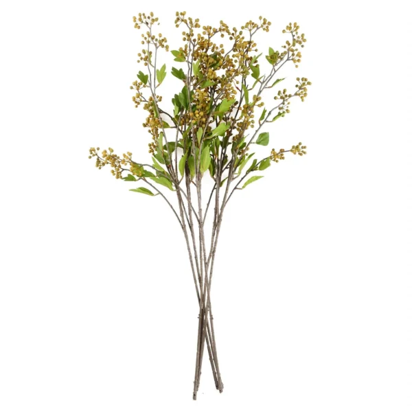 Pack of 6 x Artificial Foliage Yellow Berry Stem 90cm - Image 2