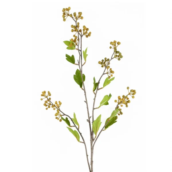 Pack of 6 x Artificial Foliage Yellow Berry Stem 90cm - Image 6