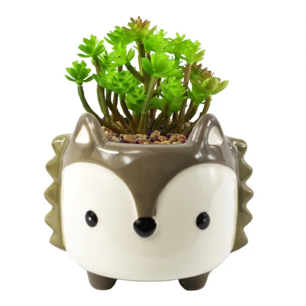 White Ceramic Planter Metal Plant Pot - Image 3