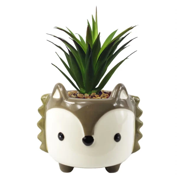 White Ceramic Planter Metal Plant Pot - Image 4