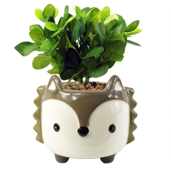 White Ceramic Planter Metal Plant Pot - Image 5