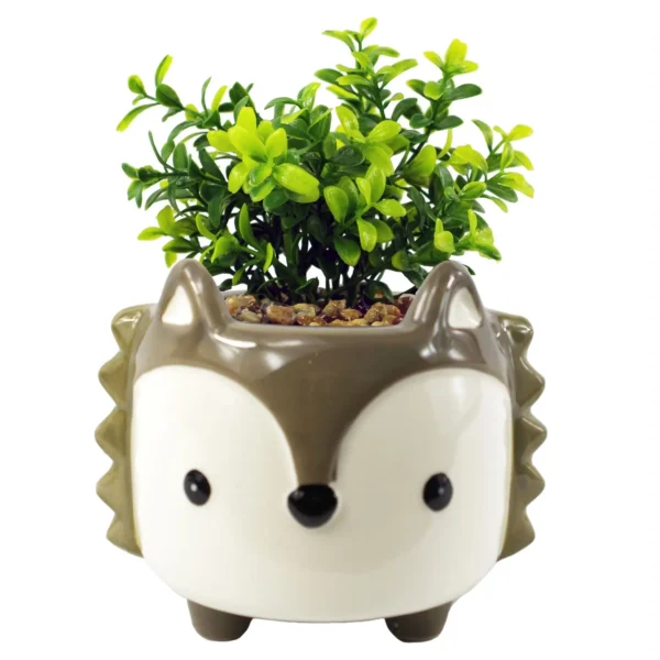 White Ceramic Planter Metal Plant Pot - Image 6