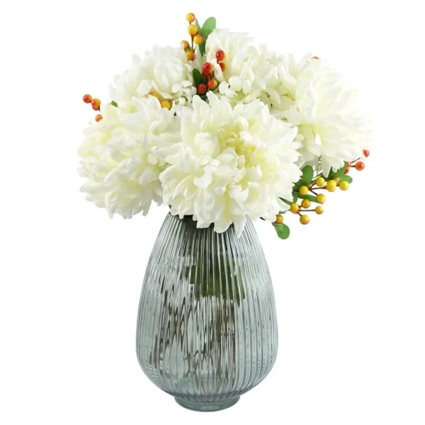 Pack of 6 x Artificial Flowers Extra Large Reflex Chrysanthemum - White 75cm - Image 2