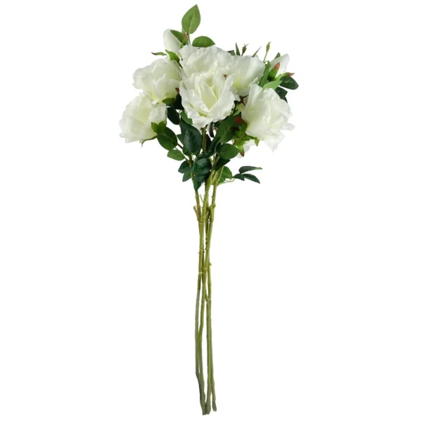 Pack of 6 x Artificial Flowers White Rose Stem - 3 flowers 80cm - Image 2