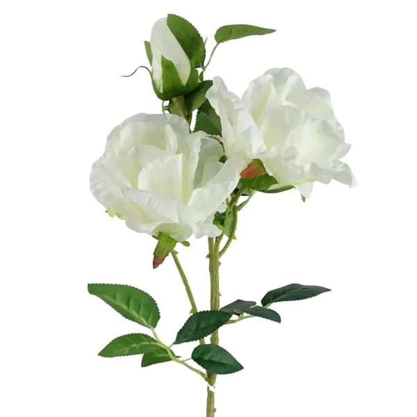 Pack of 6 x Artificial Flowers White Rose Stem - 3 flowers 80cm - Image 5