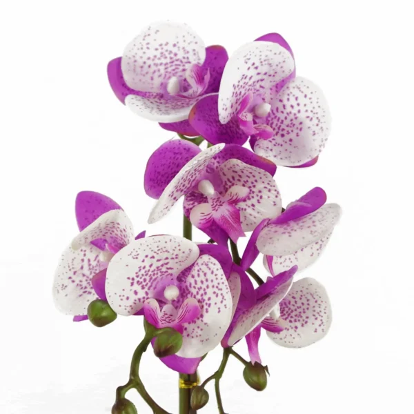 Orchid Artificial Purple White 50cm Gold Pot Phalaenopsis - Image 2