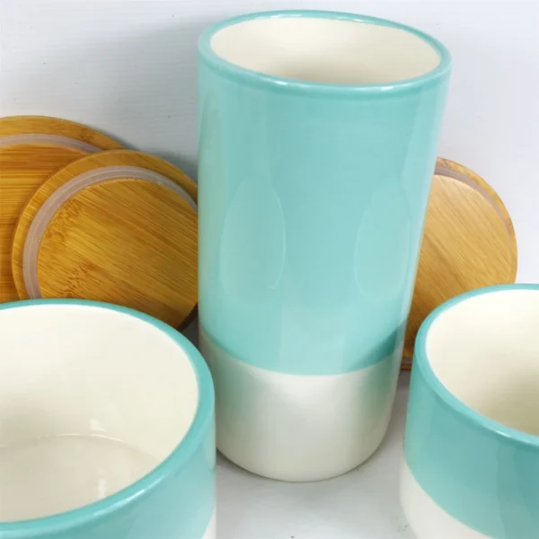 Storage Jars Kitchen Canisters Ceramic Lids 20cm Set 3 - Image 3