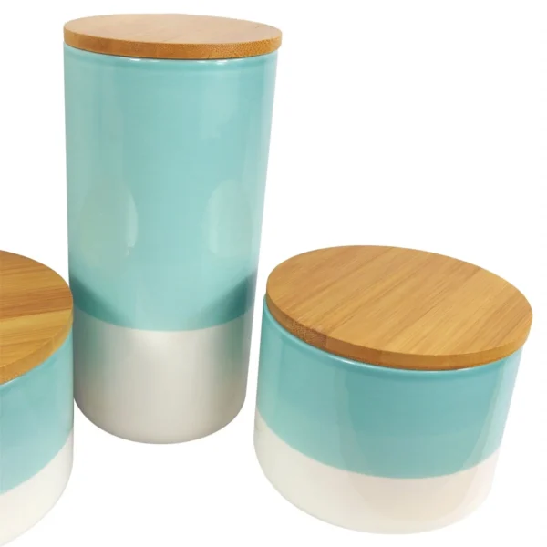 Storage Jars Kitchen Canisters Ceramic Lids 20cm Set 3 - Image 6