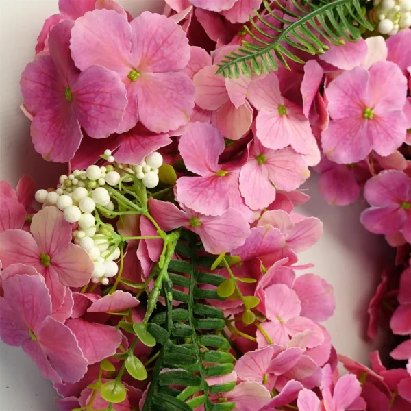 40cm Artificial Pink Floral Blossom Wreath - Image 2