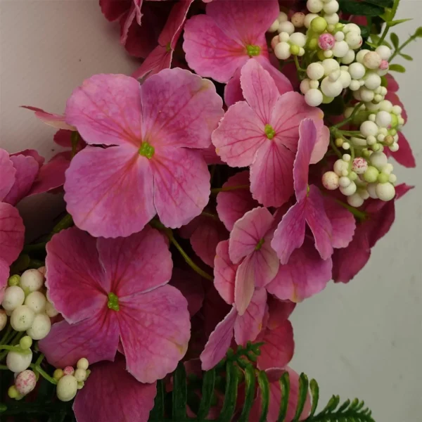 40cm Artificial Pink Floral Blossom Wreath - Image 3