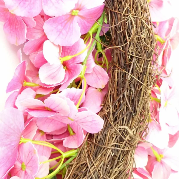 40cm Artificial Pink Floral Blossom Wreath - Image 5