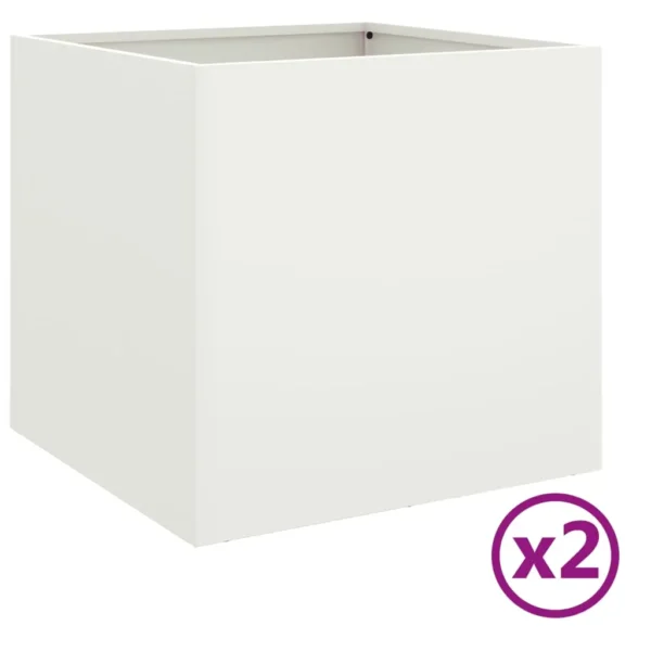 vidaXL Planters 2 pcs White 49x47x46 cm Steel - Image 2