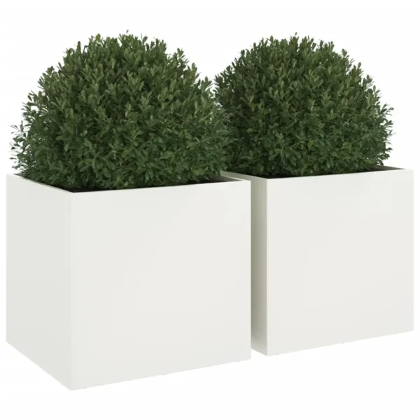 vidaXL Planters 2 pcs White 49x47x46 cm Steel - Image 4