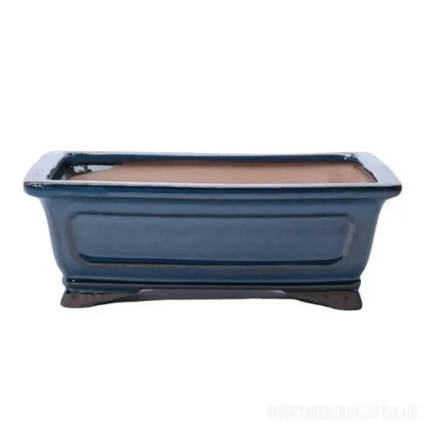 20cm Glazed Bonsai Pot | Rectangle | 20cm x 17cm x 6cm | Blue