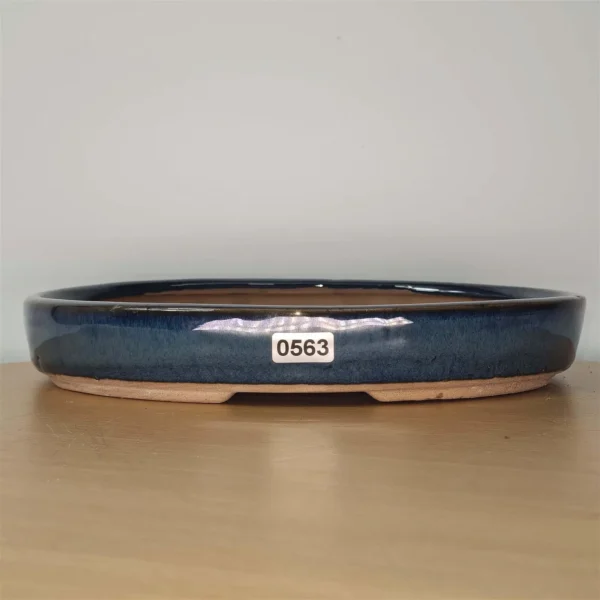 21cm Glazed Bonsai Pot | Oval | 21cm x 16cm x 3cm | Blue