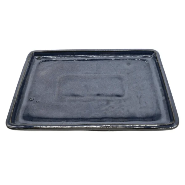 24cm Glazed Bonsai Pot Drip Tray | Rectangle | Blue